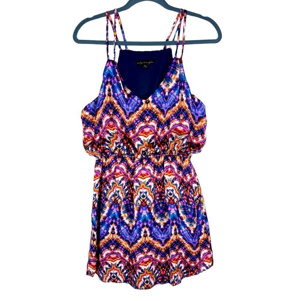 City Triangles Dress Colorful Satin Bohemian Midi Spaghetti Strappy M